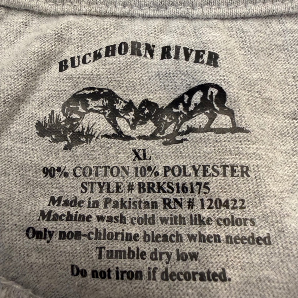 Buckhorn River Mens Old Glory Eagle Graphic Tee Grey Short Sleeve XL - Picture 3 of 6